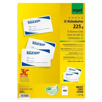 Sigel LP799 vizitinės kortelės, 85 x 55 mm, 225 g/m², satino apdaila, 400 vnt.