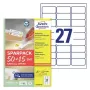 Lipni etiketė spausdintuvui AVERY L4737REV-65 balta 6,35x2,96 cm