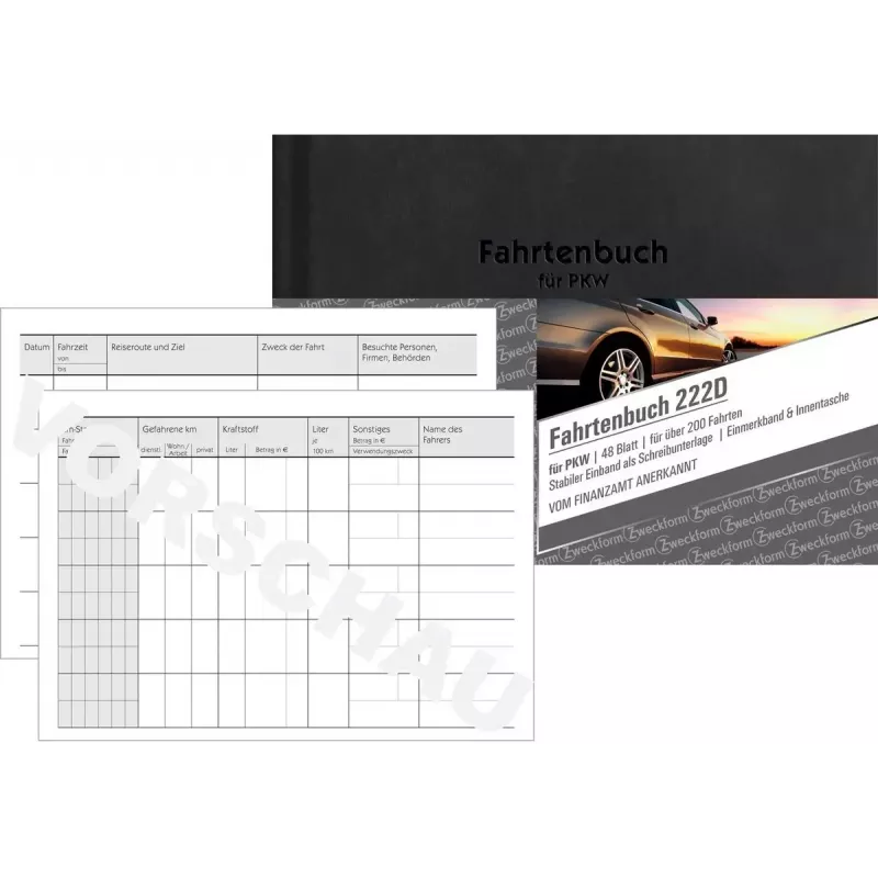 Avery Zweckform 222D transporto priemonės žurnalas (Fahrtenbuch), A6 gulsčioji, 48 lapai, kietu viršeliu