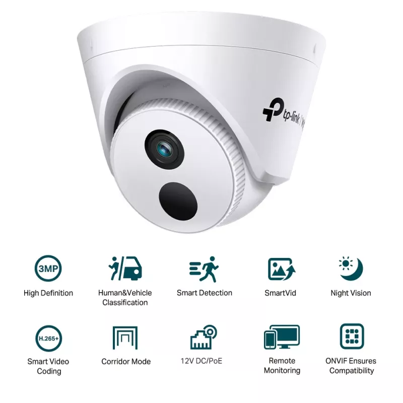 TP-Link VIGI C430I IP stebėjimo kamera, Bullet, 3 MP, 2304 × 1296, vidaus / lauko, lubų montavimui