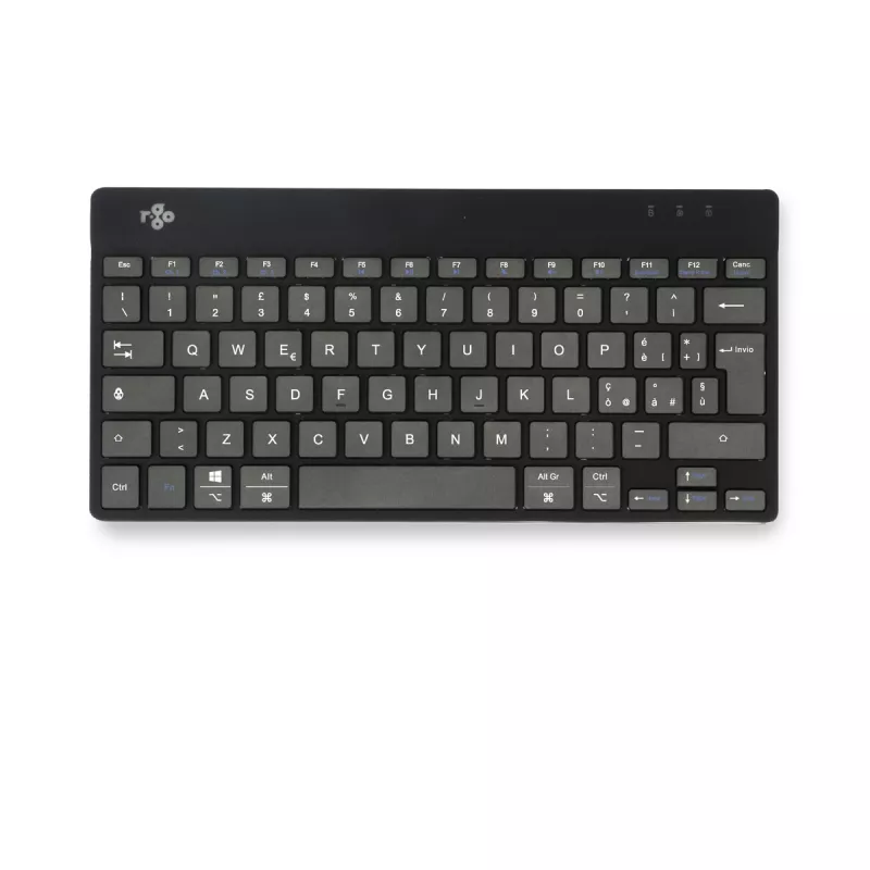 R-Go Tools ergonominė klaviatūra R-Go Compact Break, kompaktiška klaviatūra su pertraukų programine įranga, QWERTY (IT), Bluetooth, juoda