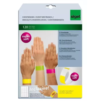 Įėjimo apyrankė Sigel EB213 (neon geltona, 120 vnt.)
