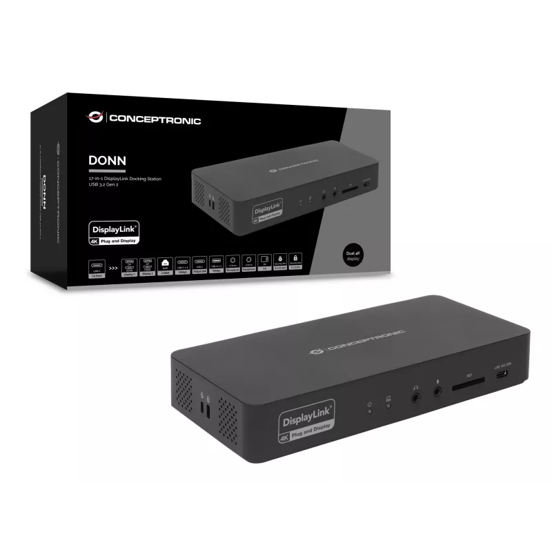 Conceptronic DONN31B 17-in-1 DisplayLink Dockavimo Stotelė USB 3.2 Gen 2