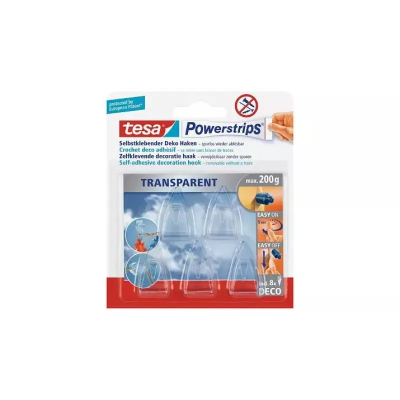 Universalus kabliukas TESA Powerstrips Indoor Transparent 5 vnt.