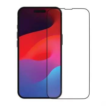 Skaidrus ekrano apsauginis stiklas d bramante eco-shield, iPhone 15 Pro, permatomas su juodu kraštu