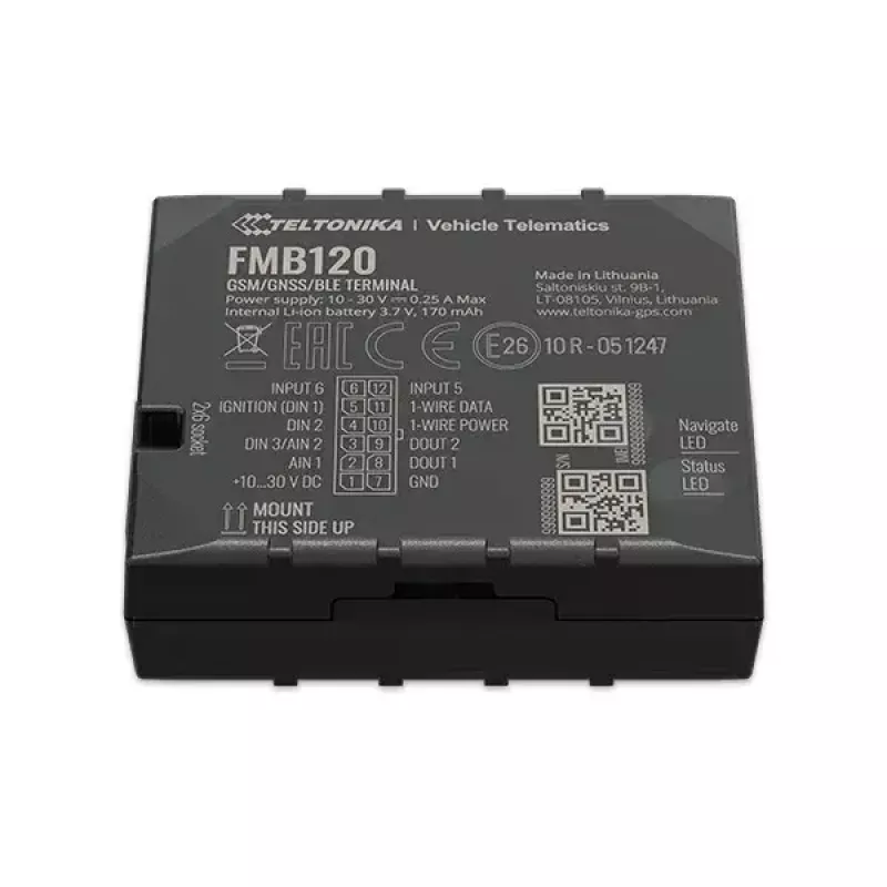 Teltonika FMB120 automobilinis GPS sekiklis, juodas, atsparus dulkėms