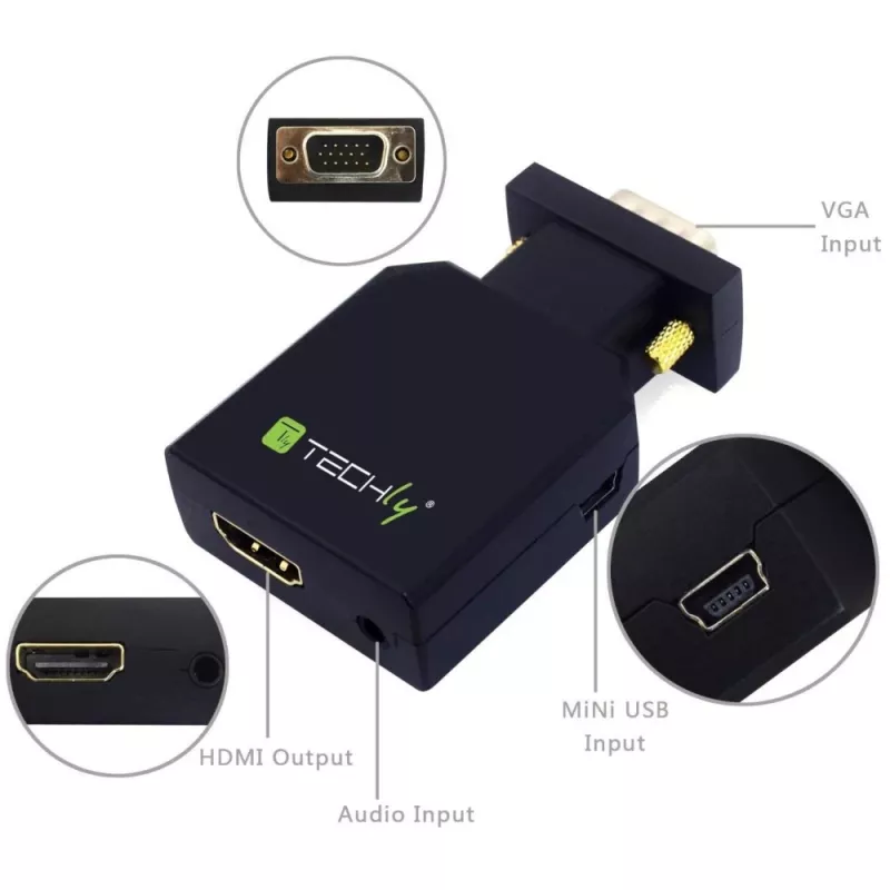 Techly Mini Converter VGA ir Audio į HDMI IDATA VGA-HDMINI