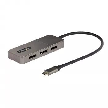 StarTech.com 3 prievadų USB-C kelių monitorių adapteris, USB Type-C į 3x DisplayPort 1.4 MST šakotuvas, trigubas 4K 60Hz DP nešiojamojo kompiuterio ekrano išplėtimo / skirstytuvas, HDR, ilgas integruotas kabelis - tik Windows