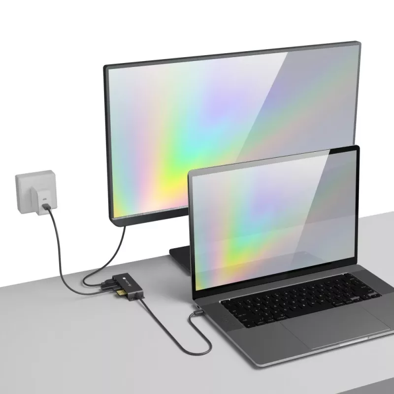 Techly IADAP-USBC-935 belaidė stotelė / prievadų replikatorius, USB 3.2 Gen 1 (3.1 Gen 1) Type-C, juoda