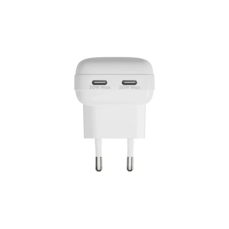 Sieninis įkroviklis d bramante re-charge Pro EU Flat 2×USB-C 20W Baltas (patalpoms)