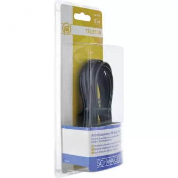Telefono kabelis Schwaiger RJ-11 – RJ-11, 6 m, juodas