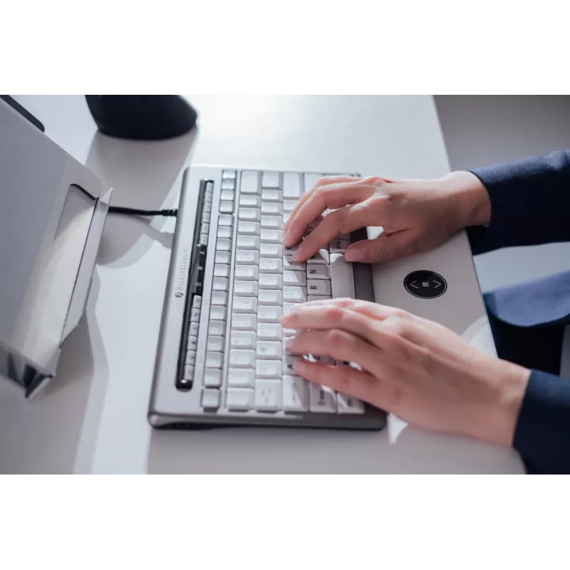 BakkerElkhuizen S-board 840 US Qwerty, Tenkeyless (80-87%), Laidinė, USB, žirkliniai jungikliai, QWERTY, šviesiai pilka, balta
