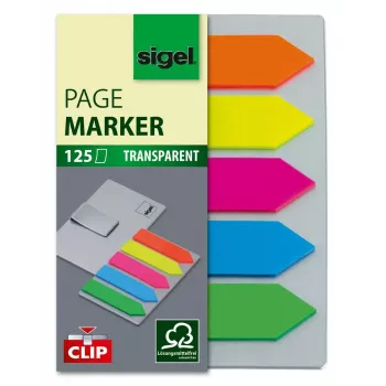 Žymekliai Sigel HN611 Flexible Bookmark mėlyna, žalia, violetinė, geltona, oranžinė 125 vnt.
