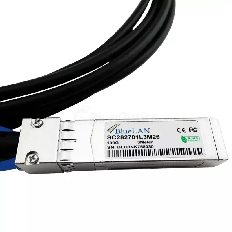 Tinklo kabelis BlueOptics DAC-QSFP-4SFP-10G-3M-BL QSFP28 4xSFP28 InfiniBand 3m Juodas