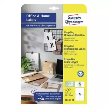Lipnūs stačiakampiai etikečių lapai AVERY LR3483-10