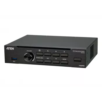ATEN VP2120 besiūlis prezentacijų perjungiklis su Quad View, HDMI, USB Type-A, metalinis, juodas, 60 Hz, 15 m