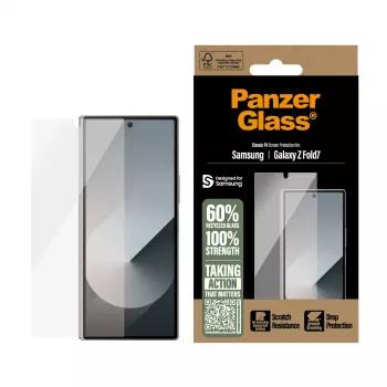 PanzerGlass ekrano apsauginis stiklas, skirtas Samsung Galaxy Z Fold7 — itin platus prigludimas