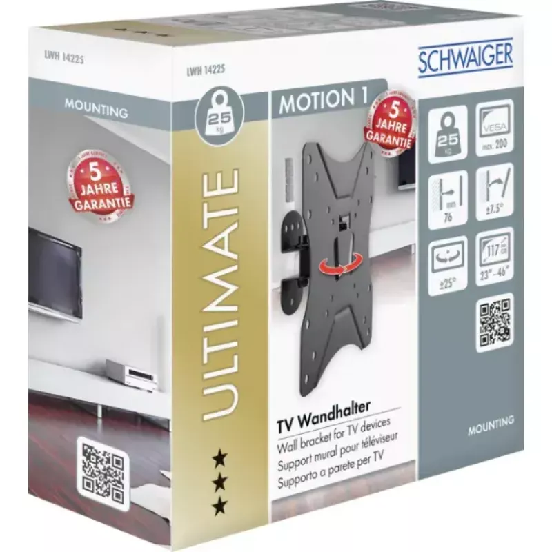 TV laikiklis prie sienos Schwaiger LWH14225 513 juodas