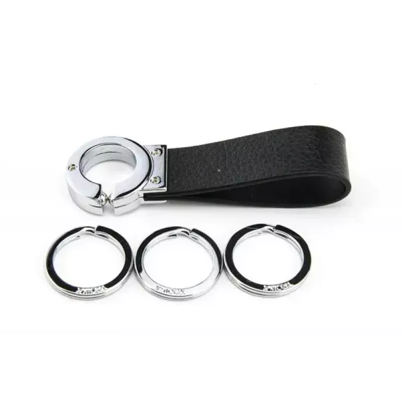 Raktų pakabukas TROIKA KR8-02/LE juoda sidabrinė oda 31mm