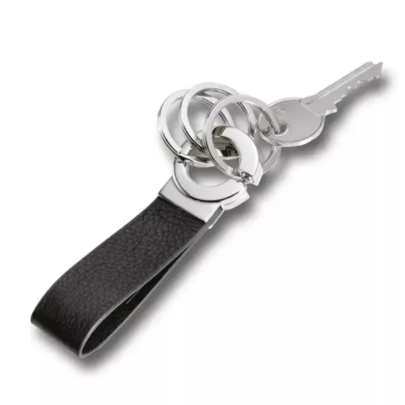 Raktų pakabukas TROIKA KR8-02/LE juoda sidabrinė oda 31mm