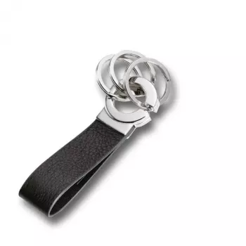 Raktų pakabukas TROIKA KR8-02/LE juoda sidabrinė oda 31mm