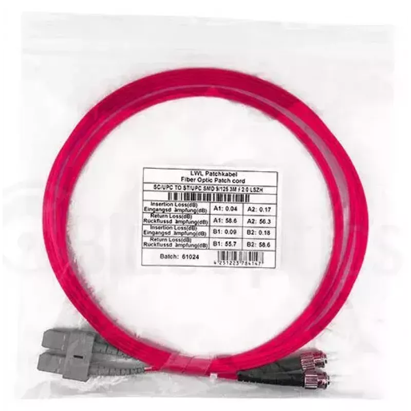 Skaidulinės optikos kabelis BlueOptics SFP3233FU0.5MK SC ST OM4 0,5 m, rausvos spalvos
