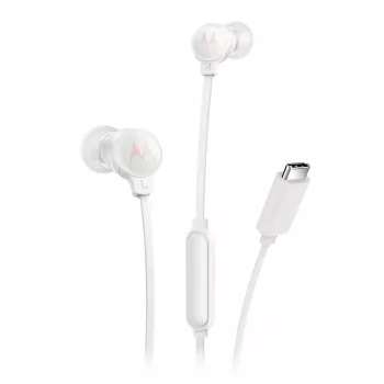 Ausinės Motorola EARBUDS3CSWHITE, laidinės, į ausį, skambučiams/muzikai, USB Type-C, baltos