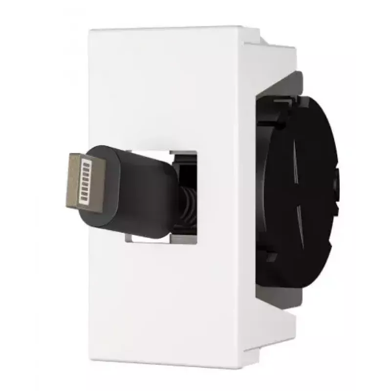 Kištukinis lizdas su USB C Kindermann 7464000620 juoda balta