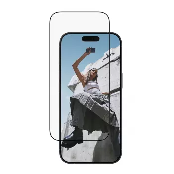 PanzerGlass SAFE. apsauginis stiklas su juodu rėmeliu iPhone 17 | 16 Pro | Ultra-Wide Fit su EasyAligner
