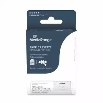 Juostelė etiketėms MediaRange MRBTZ151, suderinama su Brother TZ-151, 24 mm x 8 m, juoda ant skaidraus, laminuota