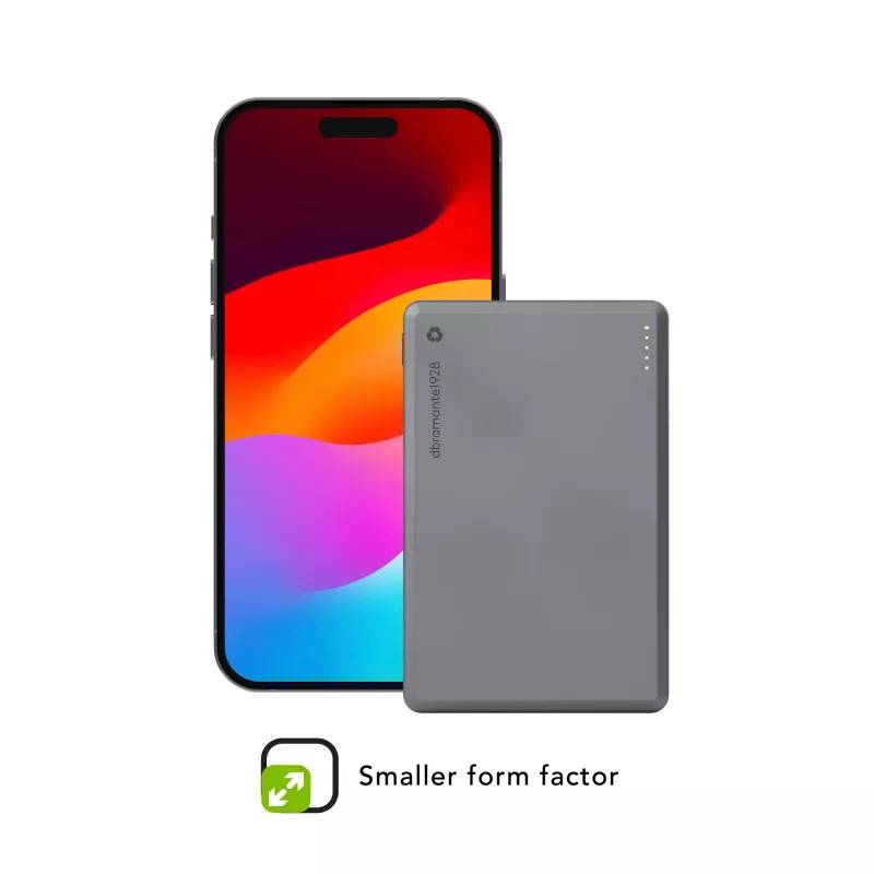 dbramante1928 re-charge - Power Bank 5K Wireless - Pilka, 5000 mAh, belaidis įkrovimas, 3.87 V, Pilka