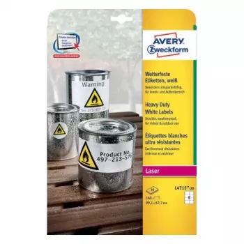 Lipnus etiketės Avery L4715-20 balti apvalinti stačiakampiai
