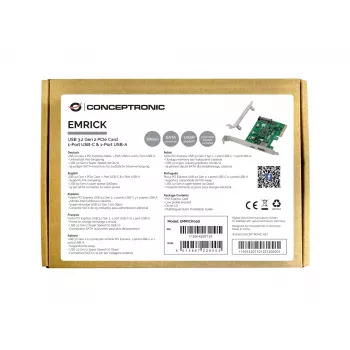 Conceptronic EMRICK PCIe kortelė USB 3.2 Gen 2, 1 prievadas USB-C ir 1 prievadas USB-A