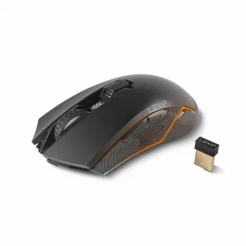 Pelė Lexip Ar18 – belaidė žaidimų pelė su keraminiais slydikliais, dešinei rankai, optinė, RF belaidis + USB A, 4800 DPI, juoda