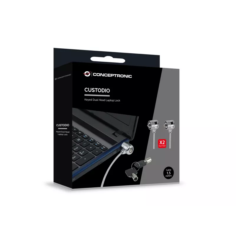 Laptop spynelė Conceptronic CNBSLOCK15T 1,5 m sidabrinė su 2 raktais