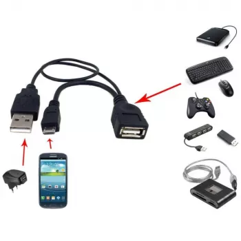 Techly USB 2.0 kabelis OTG A F Micro USB M su USB 30cm juodas ICOC MUSB-MC2