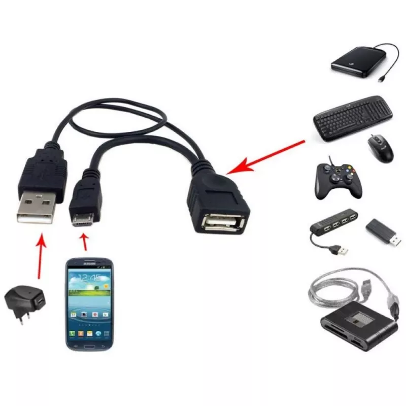 Techly USB 2.0 kabelis OTG A F Micro USB M su USB 30cm juodas ICOC MUSB-MC2