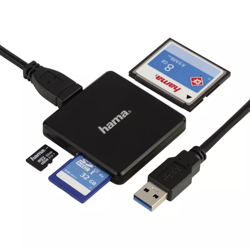 Hama 00124156 kortelių skaitytuvas USB 3.2 Gen 1 (3.1 Gen 1) Type-A juodas