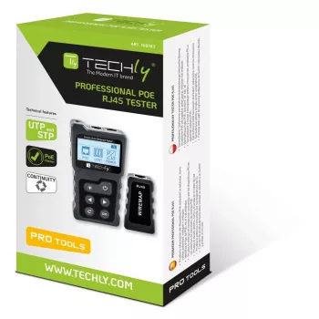 Techly I-CT PRO-POECK tinklo kabelių testeris PoE testeris Juoda, Pilka