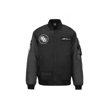 Striukė Bomber ASUS ROG Cosmic Bomber vyriška, reguliarus prigludimas, ilgomis rankovėmis, juoda pilka