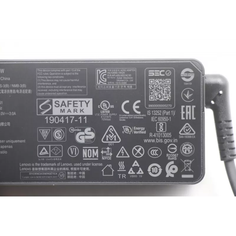 Lenovo 5A10W86261 maitinimo adapteris / keitiklis Vidaus 65 W Juoda