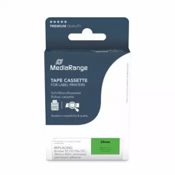 Spausdintuvo juostelė MediaRange MRBTZ75 2,4 cm 8 m juoda ant žalios
