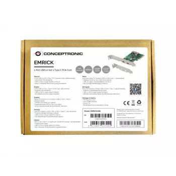 Conceptronic EMRICK 2 prievadų USB 3.2 Gen 2 Type-C PCIe kortelė, savaiminio maitinimo
