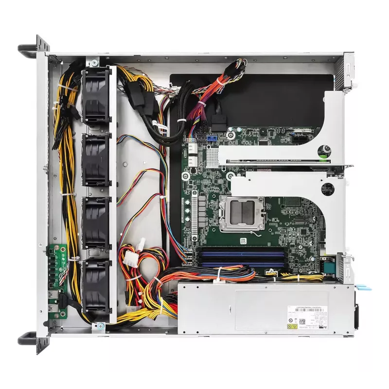 Serverio barebone ASRock 2U1G-B650 stelažinis 2U, AMD B650 mikroschemų rinkinys, LGA 1718, 2×2,5 colių lizdai, 1000W maitinimo šaltinis, DDR5, Aspeed AST2600, 5×USB-A, Gigabit Ethernet