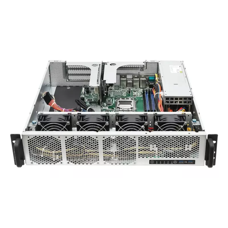 Serverio barebone ASRock 2U1G-B650 stelažinis 2U, AMD B650 mikroschemų rinkinys, LGA 1718, 2×2,5 colių lizdai, 1000W maitinimo šaltinis, DDR5, Aspeed AST2600, 5×USB-A, Gigabit Ethernet