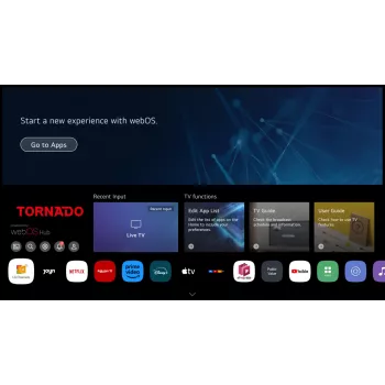 TORNADO 65US4301X | 65 colių 4K berėmis WebOS išmanusis televizorius su balsu valdomu nuotolinio valdymo pultu