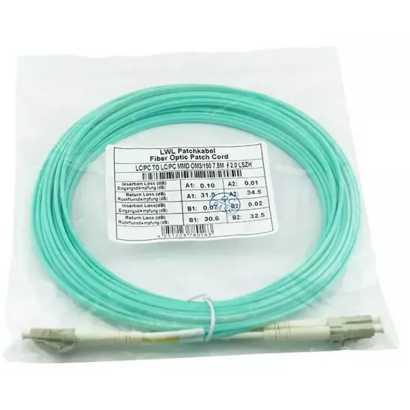 Skaidulinis optinis kabelis BlueOptics AJ833A 0,5 m LC OM3 Aqua