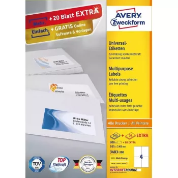 Lipnios etiketės stačiakampės AVERY 3483-200