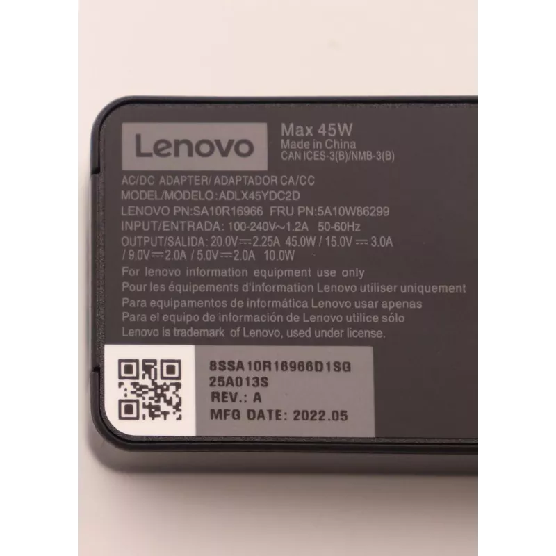 Lenovo 5A10W86299 maitinimo adapteris / keitiklis Vidaus 45 W Juoda