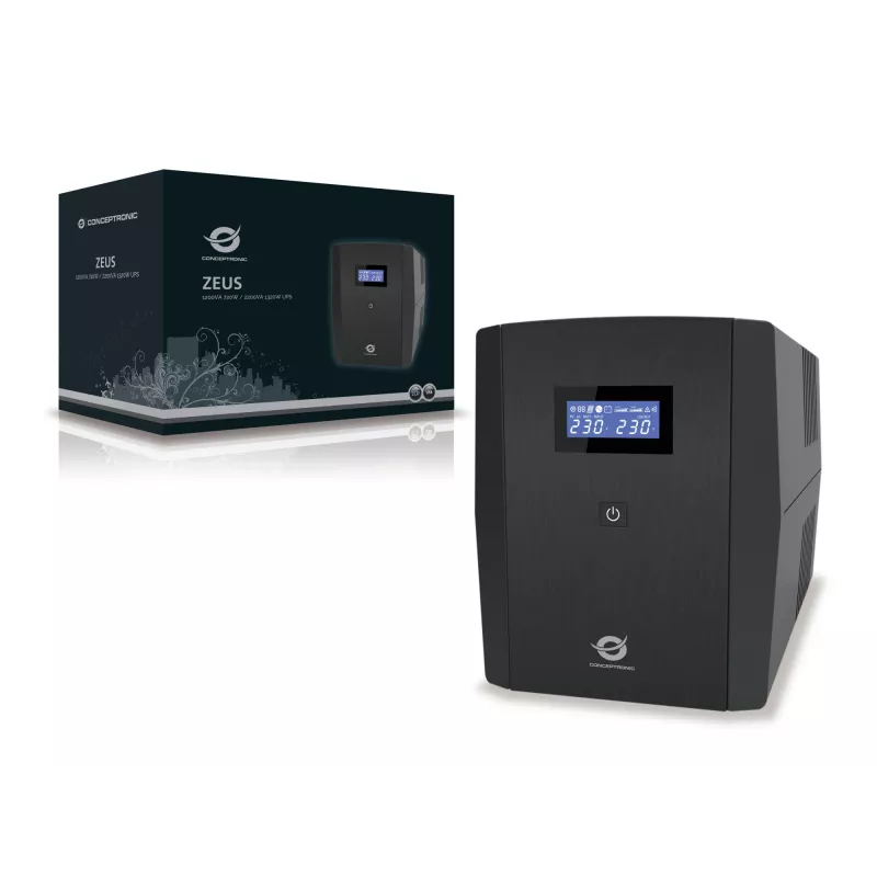 Conceptronic ZEUS 2200VA 1320W UPS, IEC + Schuko lizdas, Linijinis-interaktyvus, 2.2 kVA, 1320 W, 220 V, 240 V